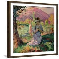 Young Girl Picking Flowers, 1910-Henri Lebasque-Framed Giclee Print
