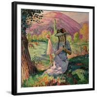 Young Girl Picking Flowers, 1910-Henri Lebasque-Framed Giclee Print