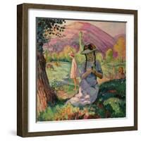 Young Girl Picking Flowers, 1910-Henri Lebasque-Framed Giclee Print