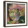 Young Girl Picking Flowers, 1910-Henri Lebasque-Framed Giclee Print