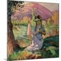 Young Girl Picking Flowers, 1910-Henri Lebasque-Mounted Giclee Print