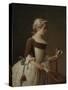 Young Girl Playing Badminton-Jean-Baptiste Simeon Chardin-Stretched Canvas