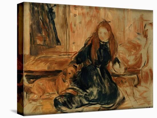 Young Girl Playing with a Dog-Berthe Morisot-Stretched Canvas