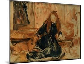 Young Girl Playing with a Dog-Berthe Morisot-Mounted Giclee Print