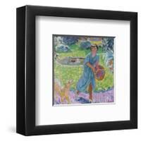 Young Girl Playing with her Dog-Pierre Bonnard-Framed Premium Giclee Print