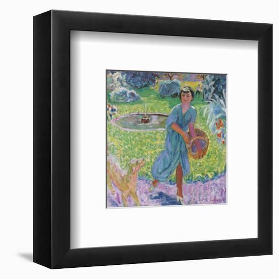 Young Girl Playing with her Dog-Pierre Bonnard-Framed Premium Giclee Print