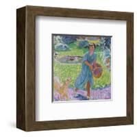 Young Girl Playing with her Dog-Pierre Bonnard-Framed Premium Giclee Print