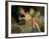 Young Girl Playing with Puppy and Kitten While Lying on Bed-null-Framed Photographic Print