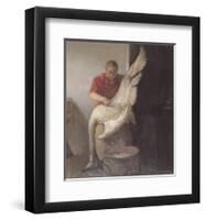 Young Girl Plucking Feathers-Anna Kirstine Ancher-Framed Premium Giclee Print