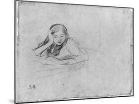 Young Girl Reading, 1889 (Black Lead on Paper)-Berthe Morisot-Mounted Giclee Print