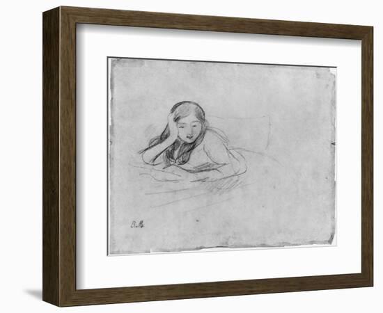 Young Girl Reading, 1889 (Black Lead on Paper)-Berthe Morisot-Framed Premium Giclee Print