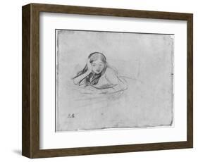 Young Girl Reading, 1889 (Black Lead on Paper)-Berthe Morisot-Framed Premium Giclee Print