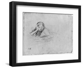 Young Girl Reading, 1889 (Black Lead on Paper)-Berthe Morisot-Framed Premium Giclee Print