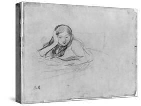 Young Girl Reading, 1889 (Black Lead on Paper)-Berthe Morisot-Stretched Canvas
