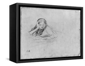 Young Girl Reading, 1889 (Black Lead on Paper)-Berthe Morisot-Framed Stretched Canvas