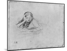 Young Girl Reading, 1889 (Black Lead on Paper)-Berthe Morisot-Mounted Giclee Print