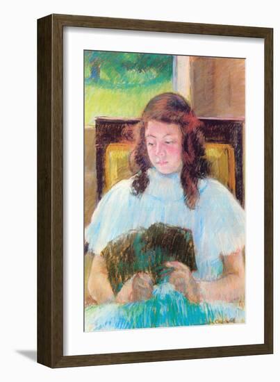 Young Girl Reading-Mary Cassatt-Framed Art Print