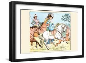 Young Girl Rides a White Horse Followed by a Suitor-Randolph Caldecott-Framed Art Print