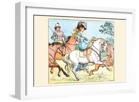 Young Girl Rides a White Horse Followed by a Suitor-Randolph Caldecott-Framed Art Print