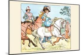 Young Girl Rides a White Horse Followed by a Suitor-Randolph Caldecott-Mounted Art Print