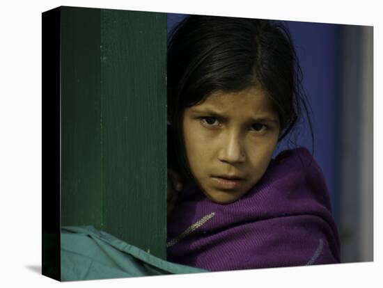 Young Girl's Face, Nepal-David D'angelo-Stretched Canvas