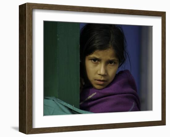 Young Girl's Face, Nepal-David D'angelo-Framed Photographic Print