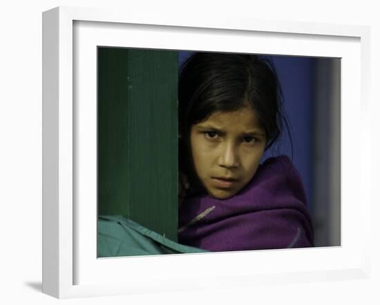 Young Girl's Face, Nepal-David D'angelo-Framed Photographic Print