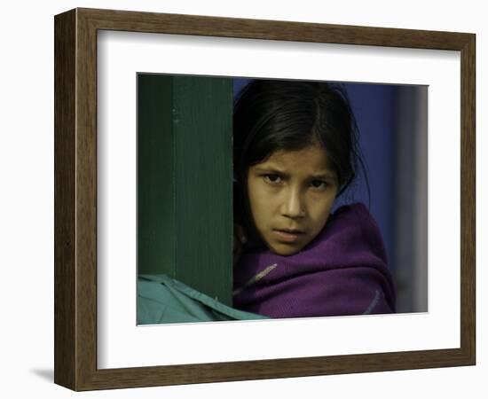 Young Girl's Face, Nepal-David D'angelo-Framed Photographic Print