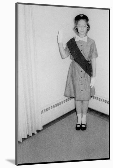Young Girl Scout Makes Oath and Pledge, Ca. 1963-null-Mounted Photographic Print