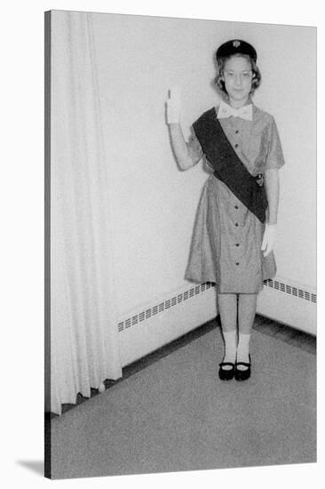 Young Girl Scout Makes Oath and Pledge, Ca. 1963-null-Stretched Canvas