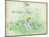 Young Girl Seated on the Lawn, 1882 (W/C on Paper)-Berthe Morisot-Mounted Giclee Print