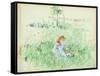 Young Girl Seated on the Lawn, 1882 (W/C on Paper)-Berthe Morisot-Framed Stretched Canvas