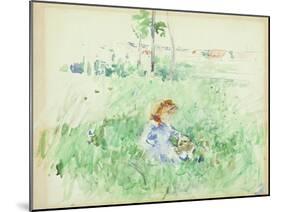 Young Girl Seated on the Lawn, 1882 (W/C on Paper)-Berthe Morisot-Mounted Giclee Print