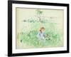 Young Girl Seated on the Lawn, 1882 (W/C on Paper)-Berthe Morisot-Framed Giclee Print