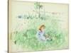 Young Girl Seated on the Lawn, 1882 (W/C on Paper)-Berthe Morisot-Stretched Canvas