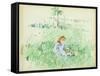 Young Girl Seated on the Lawn, 1882 (W/C on Paper)-Berthe Morisot-Framed Stretched Canvas