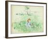 Young Girl Seated on the Lawn, 1882 (W/C on Paper)-Berthe Morisot-Framed Giclee Print