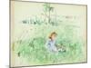Young Girl Seated on the Lawn, 1882 (W/C on Paper)-Berthe Morisot-Mounted Giclee Print