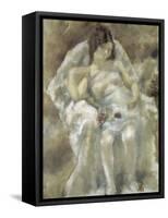 Young Girl Seated with Flowers-Jules Pascin-Framed Stretched Canvas