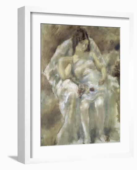 Young Girl Seated with Flowers-Jules Pascin-Framed Giclee Print