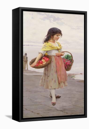 Young Girl Selling Fruits and Vegetables-Eugen Von Blaas-Framed Stretched Canvas