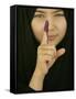 Young Girl Shows Her Inked Finger, Even Though She Was Too Young to Vote, in Karbala, Iraq-null-Framed Stretched Canvas