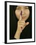 Young Girl Shows Her Inked Finger, Even Though She Was Too Young to Vote, in Karbala, Iraq-null-Framed Photographic Print