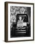 Young Girl Sits with Her Two Cats in a Leather Chair, Ca. 1960-null-Framed Photographic Print