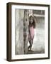 Young Girl Standing Against a Stone Wall-Nora Hernandez-Framed Giclee Print