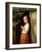 Young Girl Standing in a Doorway Knitting, 1863-Johann Georg Meyer von Bremen-Framed Giclee Print