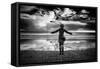 Young Girl Standing on a Beach-Rory Garforth-Framed Stretched Canvas