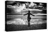 Young Girl Standing on a Beach-Rory Garforth-Stretched Canvas