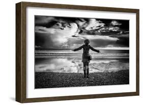 Young Girl Standing on a Beach-Rory Garforth-Framed Photographic Print