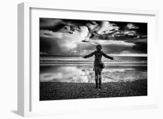 Young Girl Standing on a Beach-Rory Garforth-Framed Photographic Print